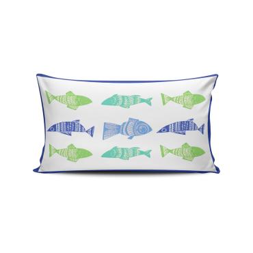 blue green fishes rectangular  cushion